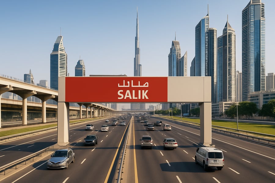 Dubai toll road with smooth traffic flow