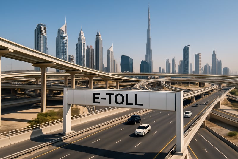 Modern toll road infrastructure in Dubai
