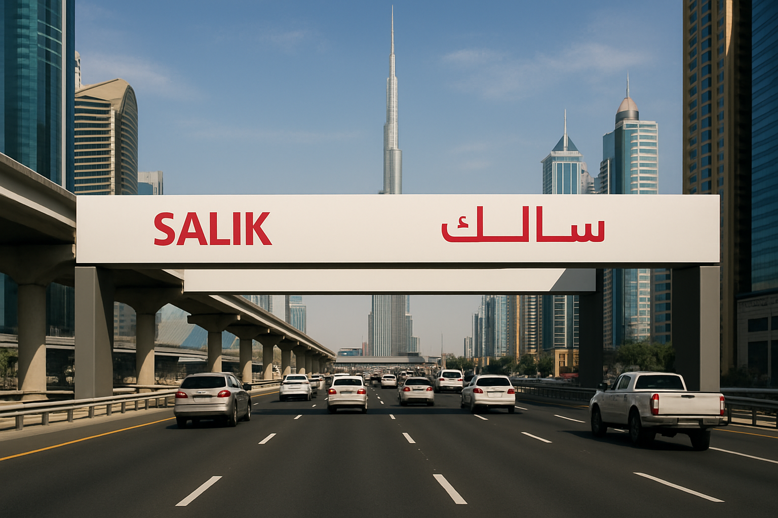 Salik toll gate on Sheikh Zayed Road, Dubai