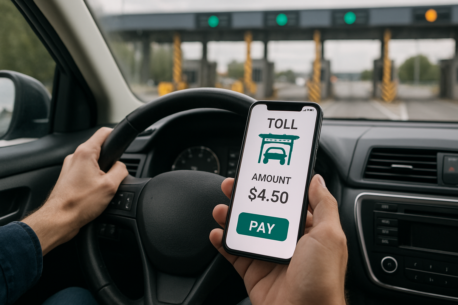 Driver using a mobile app for toll management